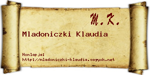 Mladoniczki Klaudia névjegykártya